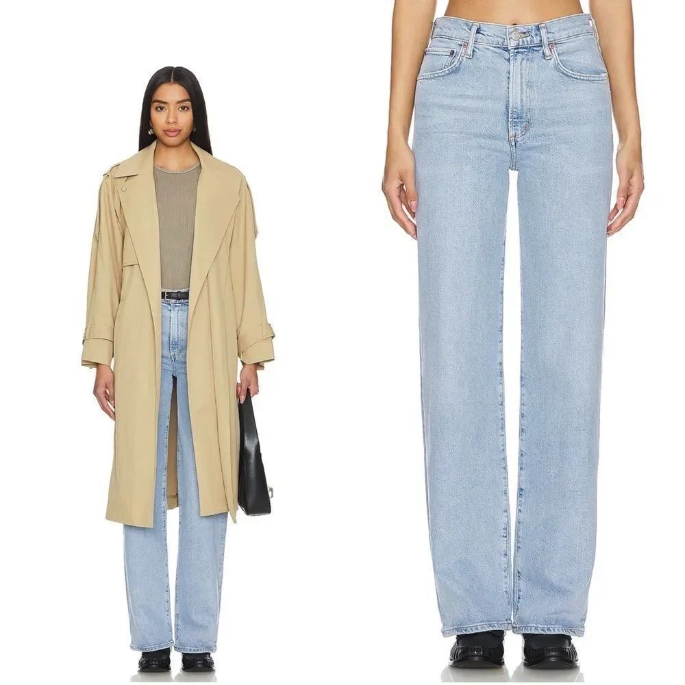 NWT AGOLDE HARPER Wide Leg jeans in “Trouble” light wash